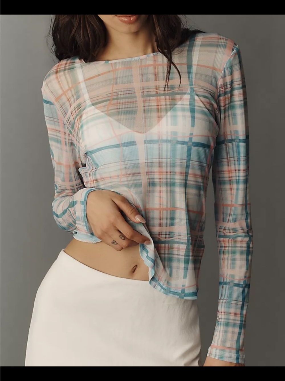 Long-Sleeve Mesh Top.